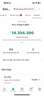 Ảnh chụp báo cáo chi tiết theo từng đơn